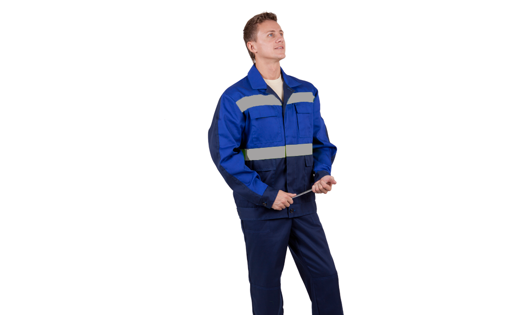 Костюм летний Искра (куртка/полукомбинезон) Арт. 366, цвет: т.синий/василек/серый с СОП