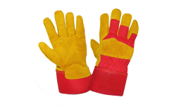 Перчатки  спилковые комбинированные утепленные желтые