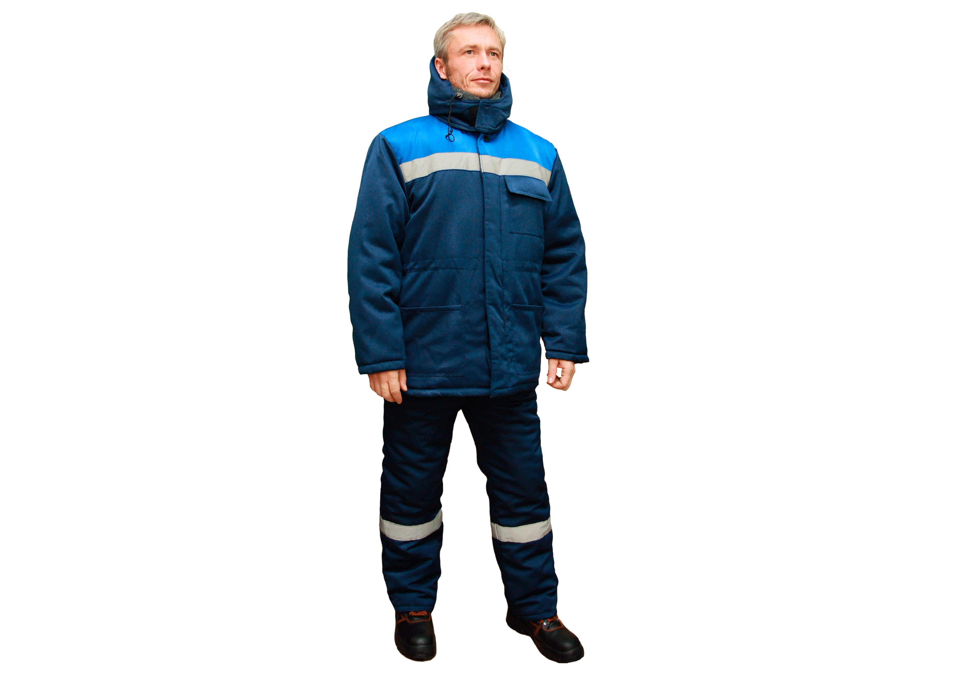 Костюм зимний Труд (куртка/брюки), цвет: т.синий/василек с СОП