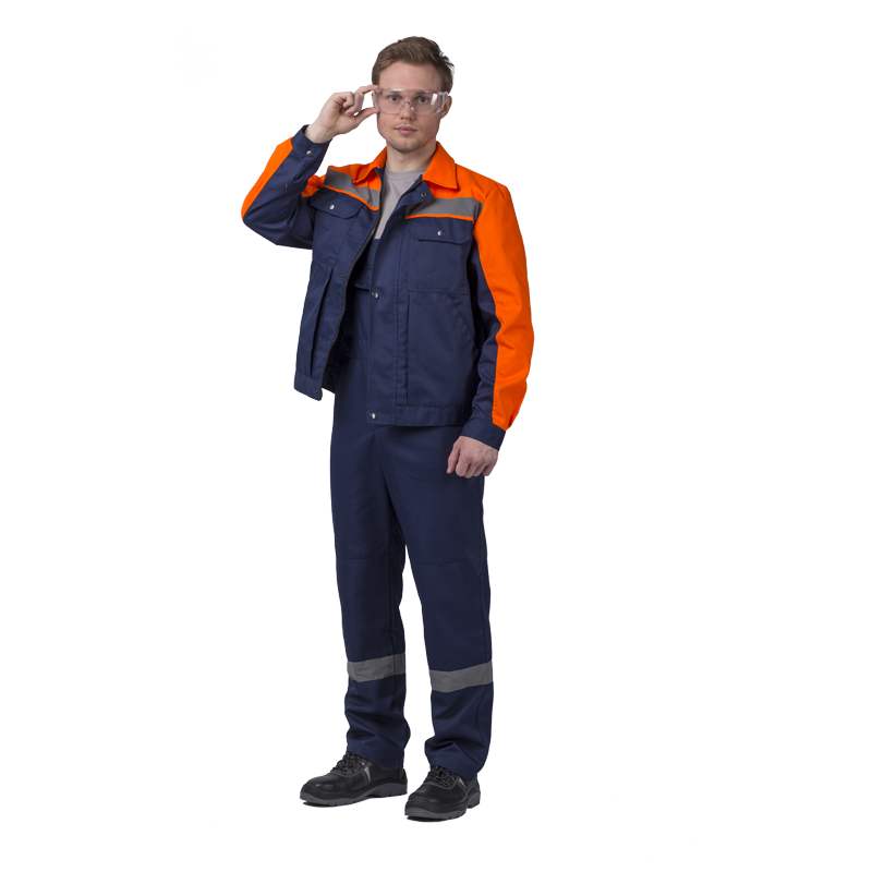 Костюм летний Магнит (куртка/полукомбинезон) Арт.352, цвет: синий/оранжевый с СОП