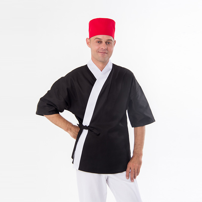 Большая поварская. Костюм повара Су-шеф (ТК.Тиси), черный/красный. Форма для поваров. Униформа для поваров. Форма повара мужская.