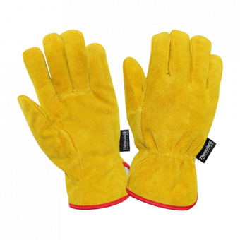 Перчатки  цельноспилковые утепленные желтые на Тинсулейте