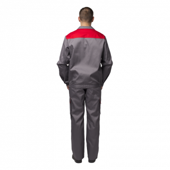 Костюм летний Омега (куртка/полукомбинезон), цвет: серый/красный