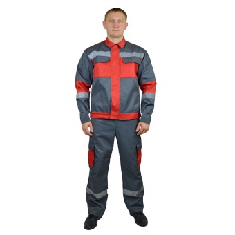 Костюм СПЕЦ-ЭКО (куртка / брюки), т.серый/красный