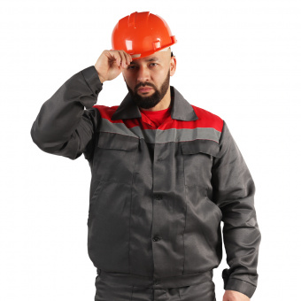 Костюм мужской для защиты от общих производственных загрязнений и механических воздействий, т-серый/красный арт. 393